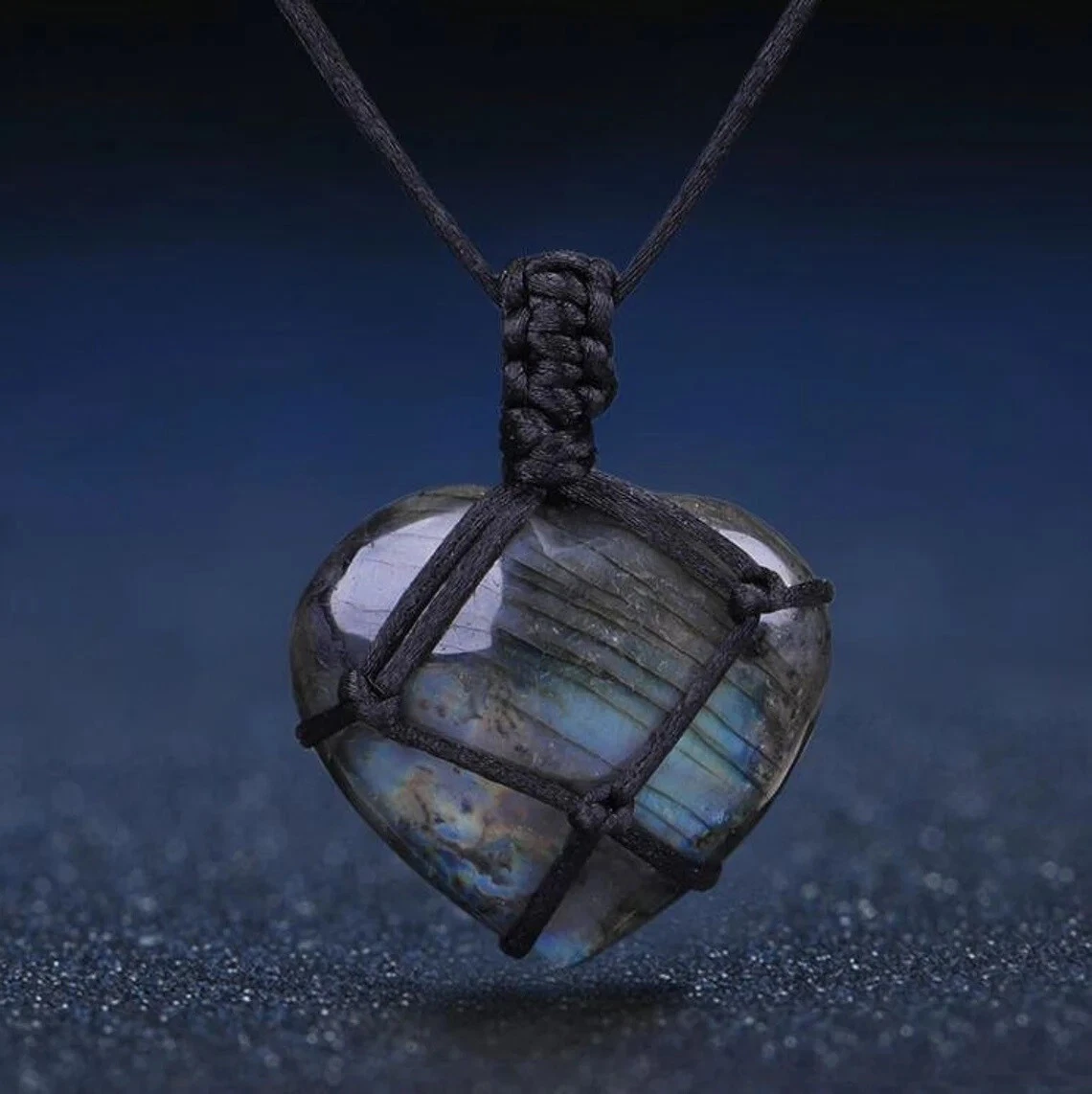Natural Labradorite Stone Crystal Dragon Heart Wrapped Pendant