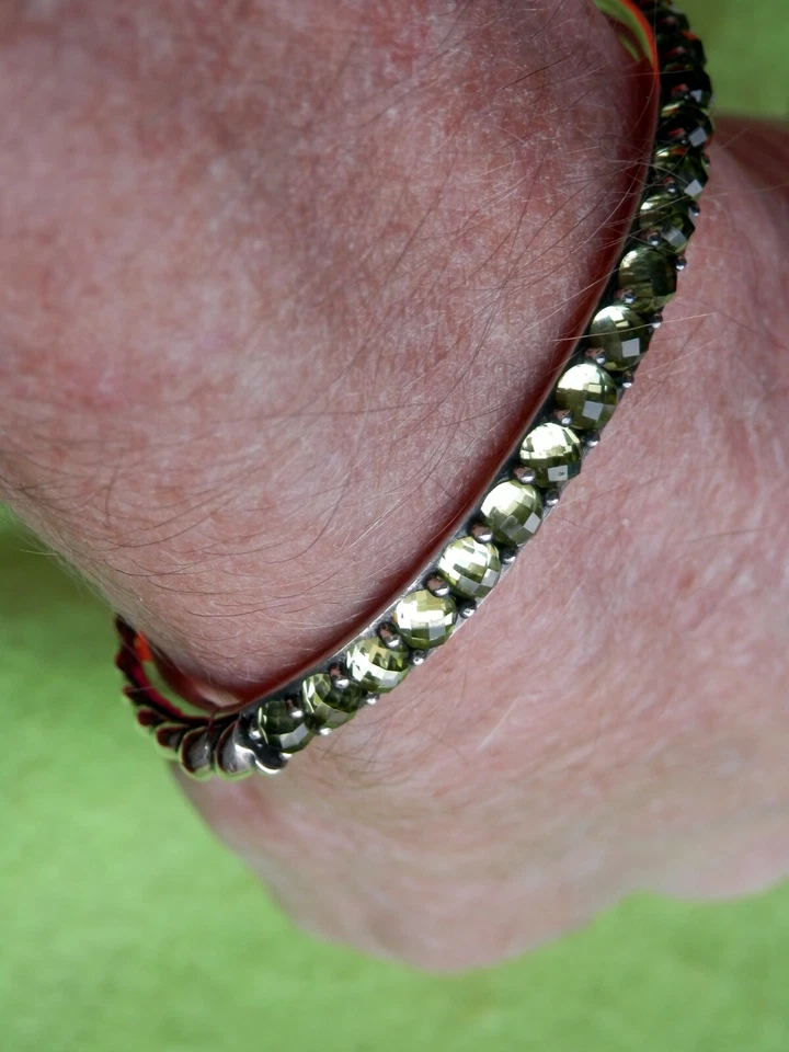 David Yurman Women's Bracelet SSilver Osetra Cable Berries PERIDOT Hinged Bangle - Image 3 of 4