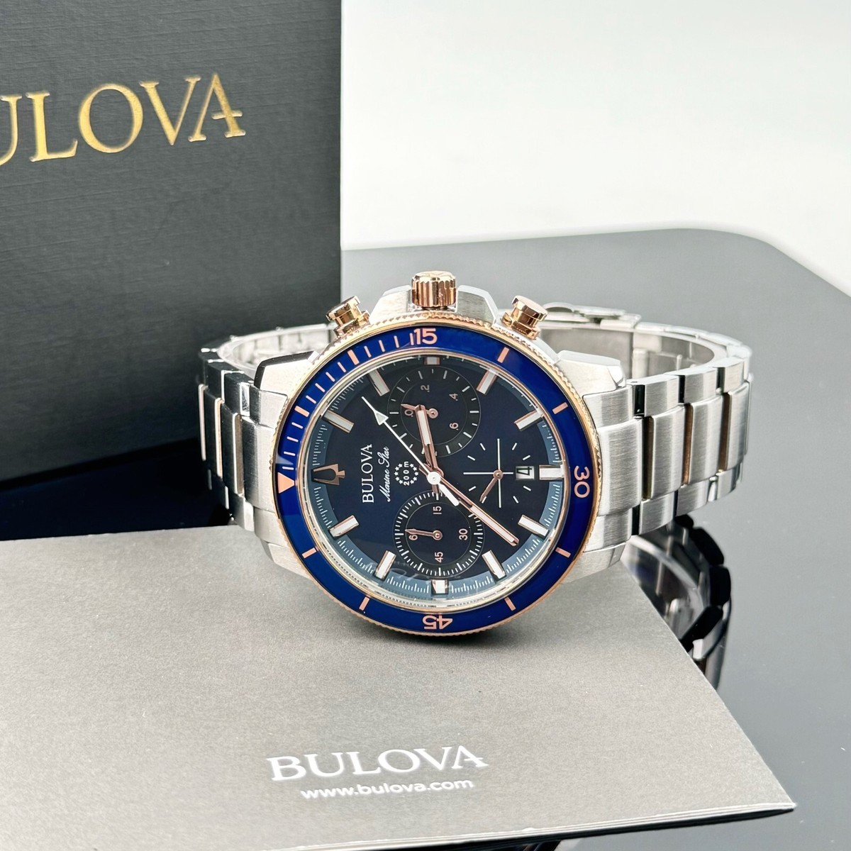 Bulova Marine Star 45MM Blue Dial Chronograph Men's Watch 98B301