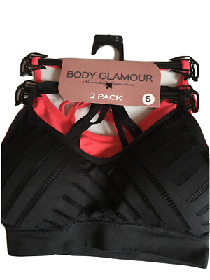 Body Glamour Seamless Collection Bras Pack Of 2 Size Small Black and Melon Color