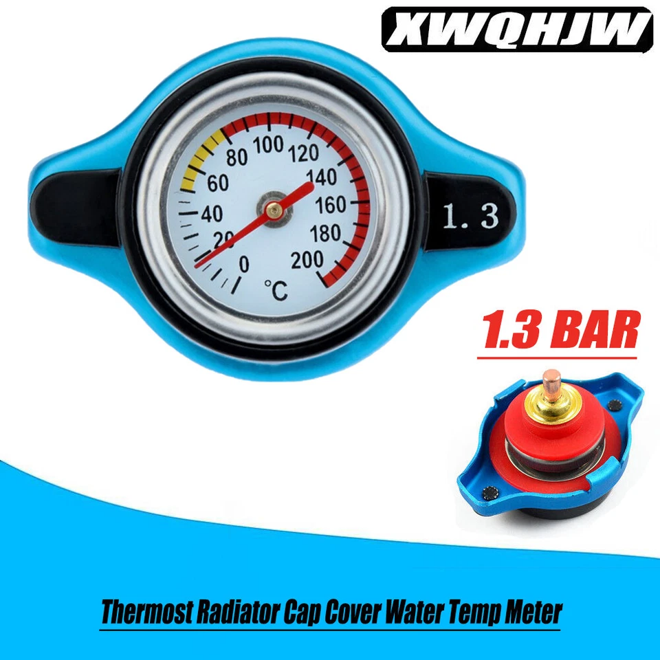 Cubierta de tapa de radiador de termostato de coche + medidor de temperatura del agua cabezal pequeño 1,3 BAR para coche/SUV Foto 4 de 4