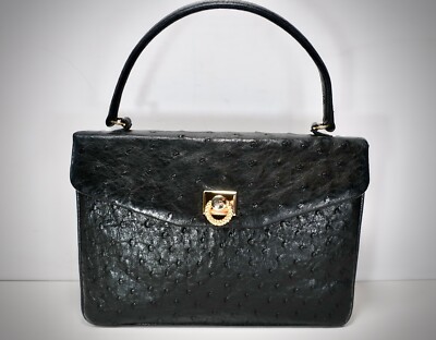 AR Alfred Roth ハンドバッグ(　ostrich) Vintage ALFRED ROTH Black Ostrich Leather Tote Bag Hand Bag