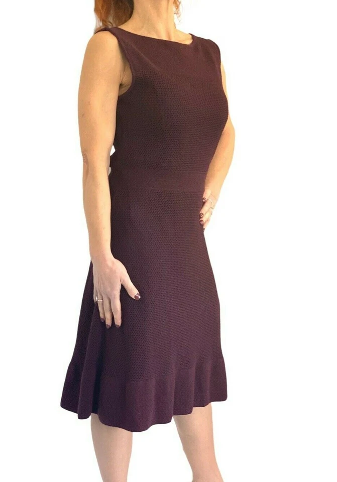 Barneys New York Taste Luxury Humor Raisin Sleeveless Wool Mesh Knit Dress M - Image 3 of 4