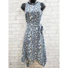 NWT Banana Republic Blue Snakeskin Handkerchief Hem Midi Dress Size 2