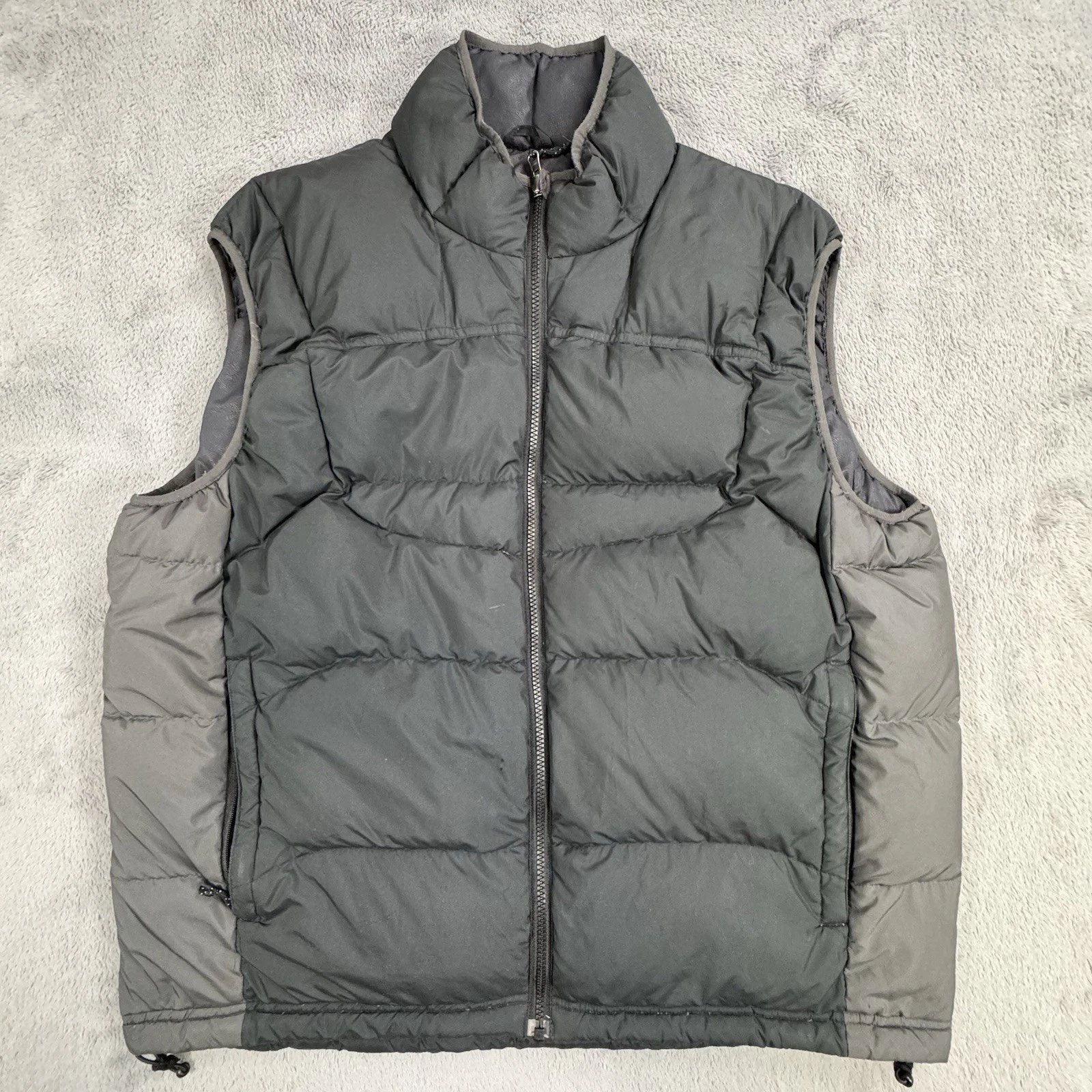 REI Goose Down Vest Men’s XL Black Gray Zip‑In Compatible Puffer Outdoor Camping