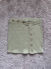 Urban Outfitters Claira Side-Button Mini Skirt in Light Olive Size XS