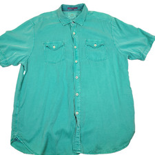 Tommy Bahama Island Crafted Teal Short Sleeve Tencel Cotton Size X-Large