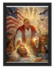 PRESIDENT DONALD TRUMP AS JESUS HEALING THE SICK PATRIOTIC 8X10 FRAMED PHOTO