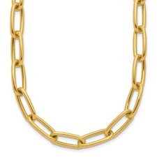 14K Yellow Gold Polished Paperclip Y-drop Toggle Necklace 18"