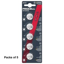 Procell INTENSE CR2032 Coin Button Battery DL2032 3v Lithium Coin Button 5 Pack