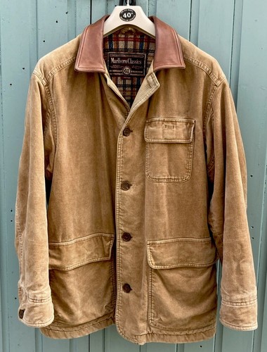 Vintage Men’s Malboro Classic Canvas Jacket MEDIUM with leather collar