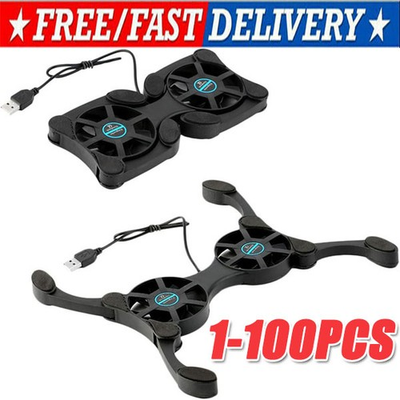 #ad Dual USB Cooling Fan Pad Foldable Slim Fans Cooler Stand For Laptop Notebook LOT $361.67