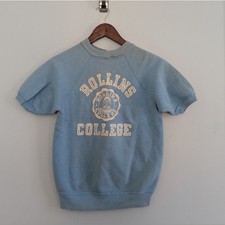 Vintage Champion 1950s Rollins College Light Blue Sweatshirt Short Sleeve Small