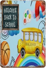 Wodevor Custom Tin Metal Signs Home D cor Back to School Signs 8"x12" School Cel