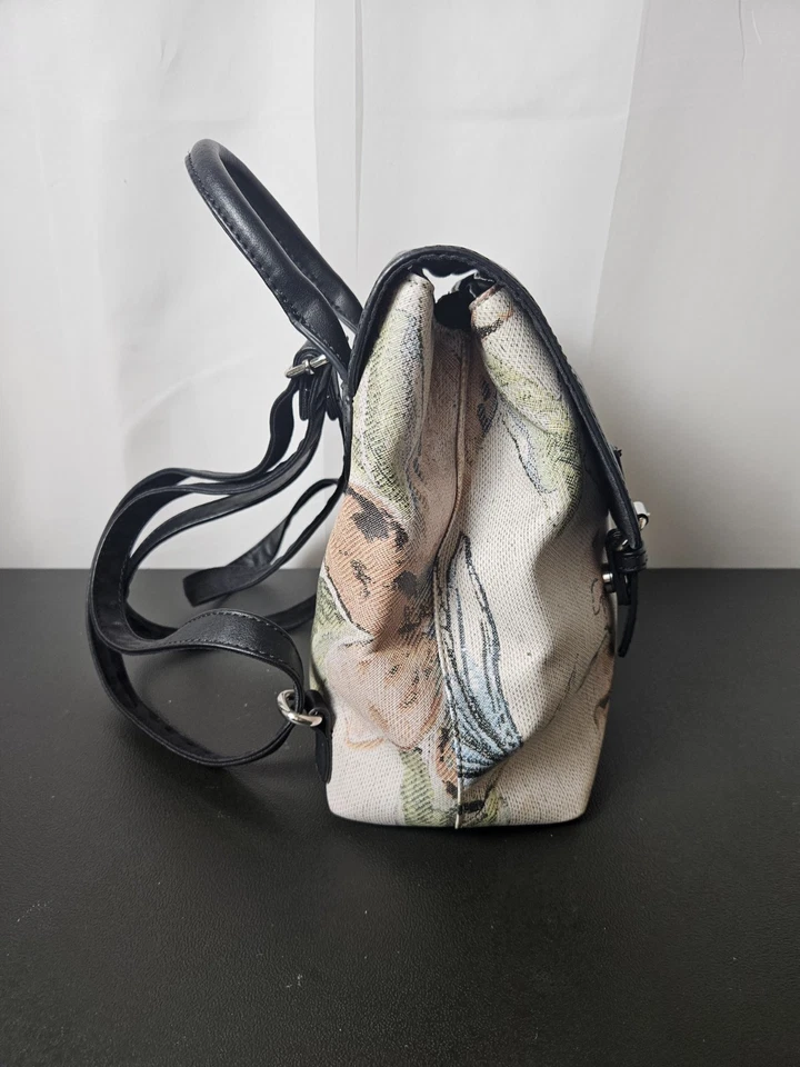 Рюкзак DAVID JONES Paris черный с цветочным рисунком вышитый складной на защелке сумка - Изображение 3 из 4