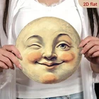 Vintage Smiling Moon Face Round Tin Metal Signs Home Décor 8x8