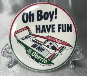 Retro Miss Madison Oh Boy Oberto Hydroplane 2.25" Pin Steve David Collectible