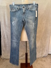 Guess Jeans Slim Boot Starlet Stretch Distressed Mid Rise Blue Women Size 28 NWT