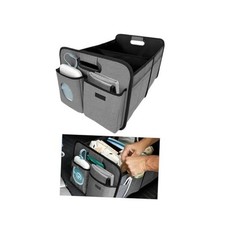 Car Trunk Organizer, Foldable Multi Compartments Vehicle Storage Bin with Pad,