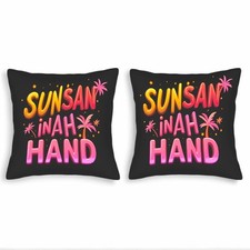 Set of 2 18x18in Throw Pillow Covers with Vibrant ' SUNSAN INAH HAND ' Design