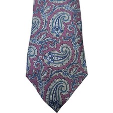 Stafford Mens 100 Silk Neck Tie Purple Paisley Retro Capsule Vintage Career