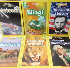 National Geographic Kids RL 2-3 Animals Nature History Presidents Book Lot of 6