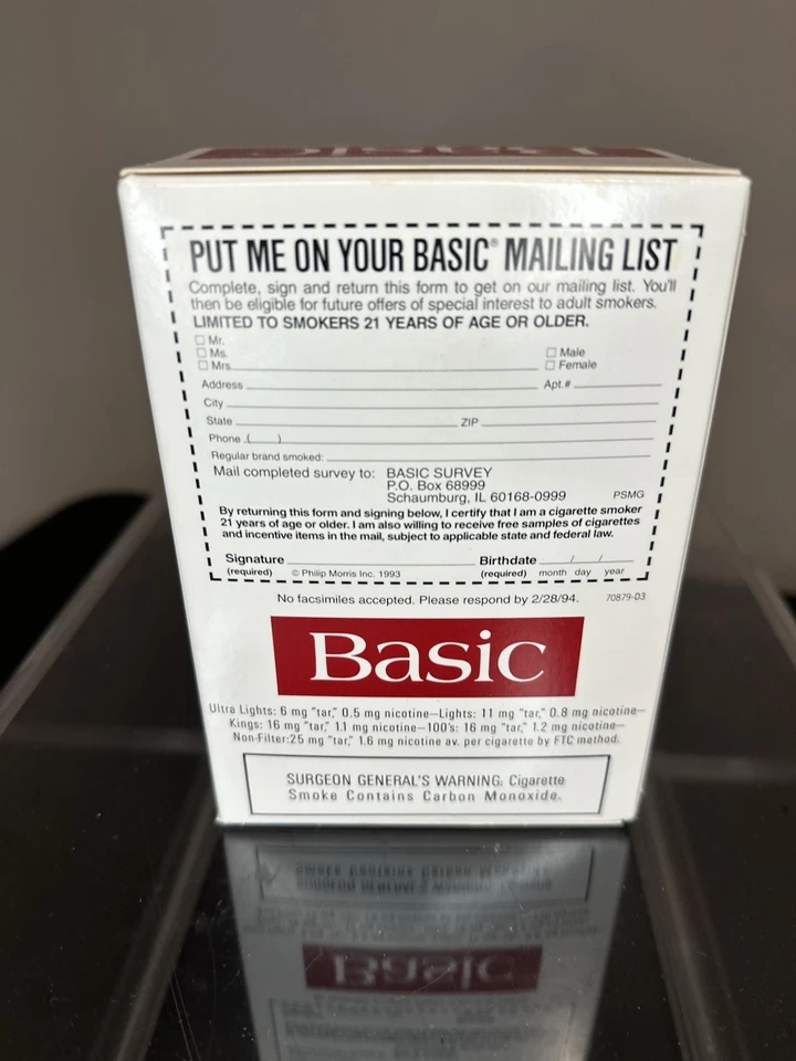 NOS 复古 1993 年基本香烟您的基本马克杯广告促销全新带盒 — 第 3/4 张图片
