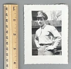 Vtg 1940s WWII US Army Soldier Uniform Service Cap Hands On Hips Military Photo