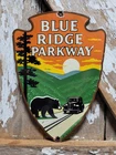 VINTAGE BLUE RIDGE PARKWAY PORCELAIN SIGN OLD SHENANDOAH NATIONAL PARK SMOKEY