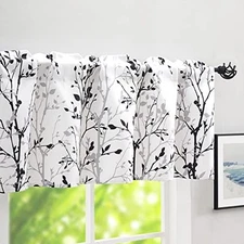  Tree Branch Printed Valance Curtain, 18'' Long 52"W x 18"L (Pack of 1) Black