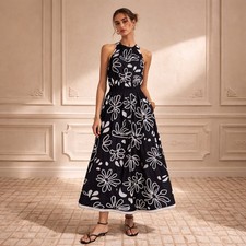 Ulla Johnson Black And White Embroidered Viola Twist Back Midi Dress