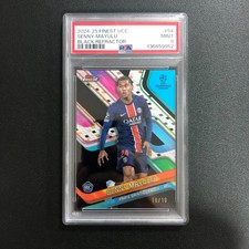 2024-25 Topps Finest UEFA RC Senny Mayulu Black Refractor 10/10 ≈1/1 PSA 9 PSG