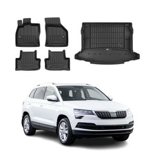 OMAC Fußmatten & Kofferraumwanne Set für Skoda Karoq 2017-2026 untere Schwarz 5x