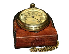 Vintage Victoria 1875 Brass Pocket Watch with Leather Box Gift