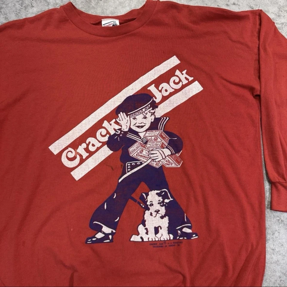 Sudadera De Colección Cracker Jack Para Hombre Grande Gráfico Pullover Cuello Redondo Años 80 Promoción Foto 2 de 4