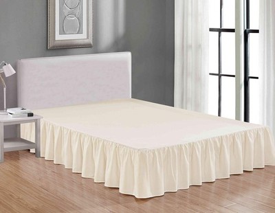 Wrap Around Solid Microfiber Luxury Hotel Quality Fabric Bedroom Gathered Ruf...