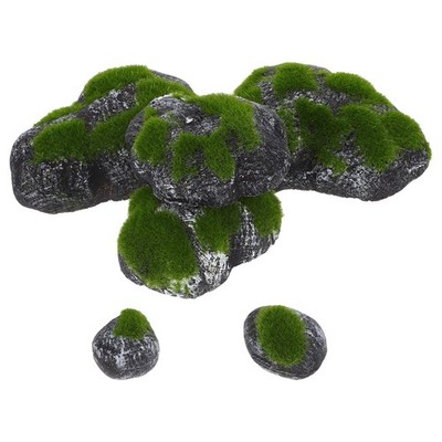 1 Set Artificial Moss Stones Faux Green Moss Covered Rocks Decorative Stones