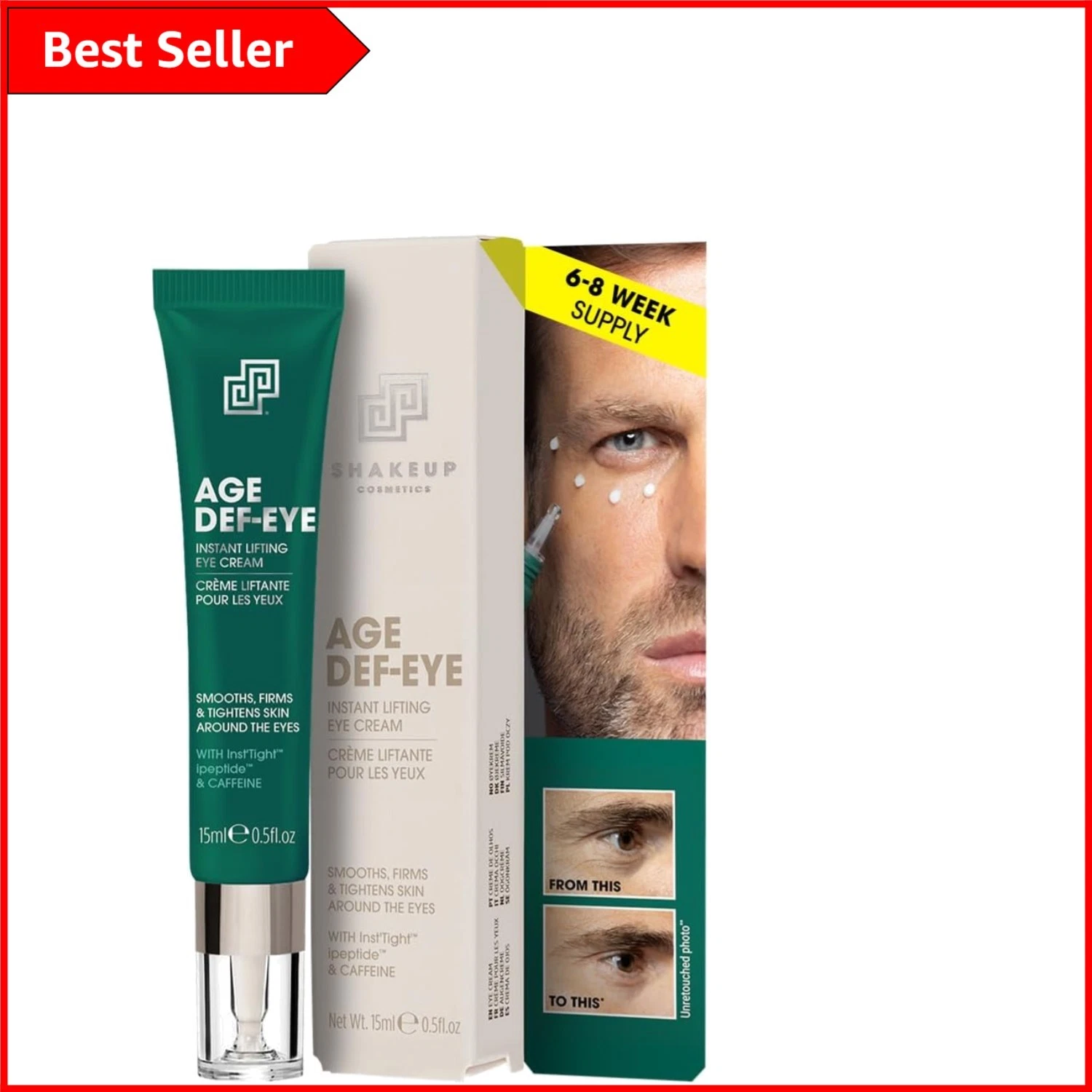 Men's Eye Cream - Instant Lifting & Firming for Dark Circles & Puffiness - 15ml