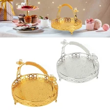 Fruit Tray Retro Style Round Large Capacity Handle Design Decorative Strong