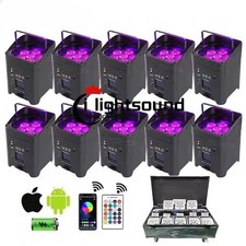 10pcs Wedding Uplight 6x18w RGBWAUV Led Wireless DMX Wifi Remote Control Dj Par