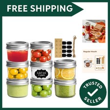 Mini Mason Jars 120mL/4oz - 8 Pack, Small Glass Jars with Lids and Seal Bands...