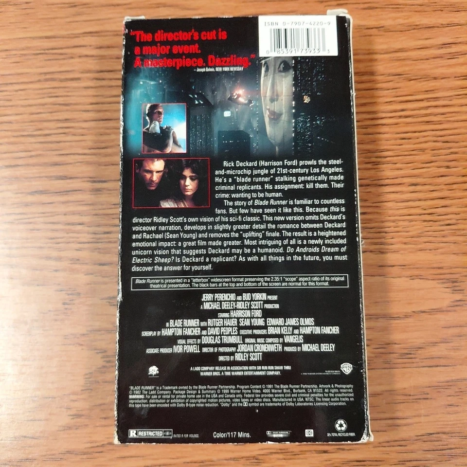 Blade Runner Special Widescreen Edition Directors Cut (VHS, 1999) Video Tape  - Image 2 of 4