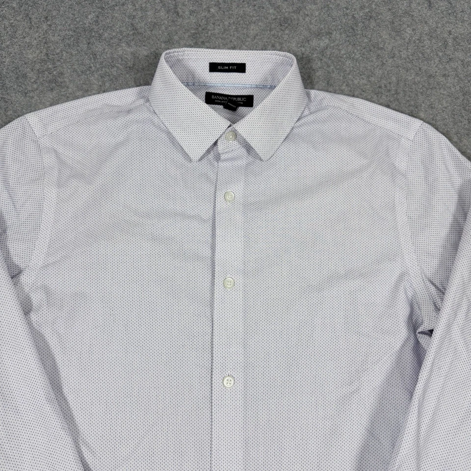 Banana Republic Slim Fit Long Sleeve Button-Up Dress Shirt Men's Sz Medium White - Image 2 of 4