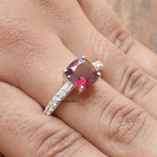 Natural Garnet Ring, 925 Sterling Silver, Anniversary Ring, January Birthstone