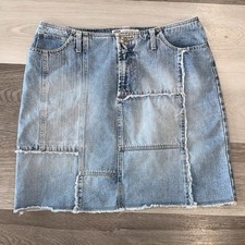 Vintage Y2K Faded Glory Patchwork Denim Mini Skirt - Size 10