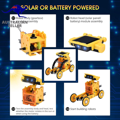 Solar Robot Kit for Kids Age 8-12, STEM Building Toys,12-In-1 Build Your Own Rob - Picture 3 of 12