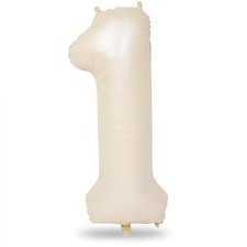 40 Inch Beige Balloon for 1st Birthday Decoration, Large Self Number 1 Cream
