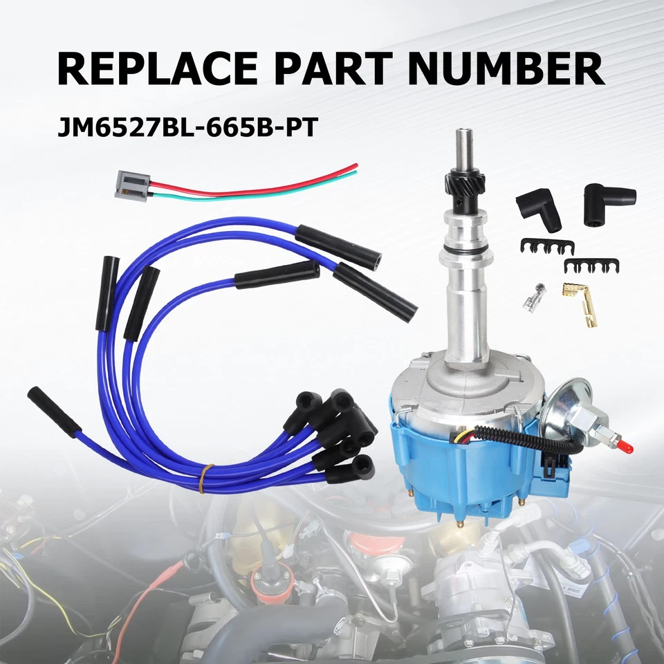 Hei Distributor Upgrade + 8mm Hd Plug Wires for Ford Inline 6 Cyl 170 200 250  - Image 3 of 4