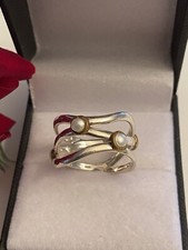 Sterling Silver Mother Of Pearl Wide Band Ring