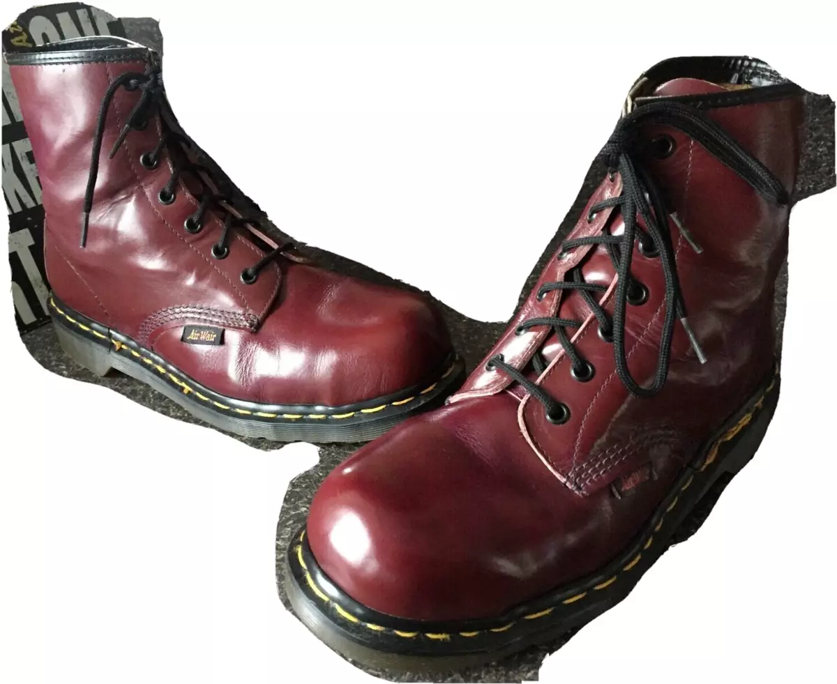 Dr Martens cherry oxblood red steel toe boots UK 8 EU 42 Made in
